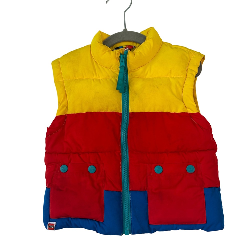 LEGO Target Kids Puffer Vest Color Block Primary Yellow Red Blue 18M Toddler